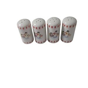 Vtg Merry Brite Snowmen Salt & Pepper Shakers 2 Sets Christmas Holiday Collector